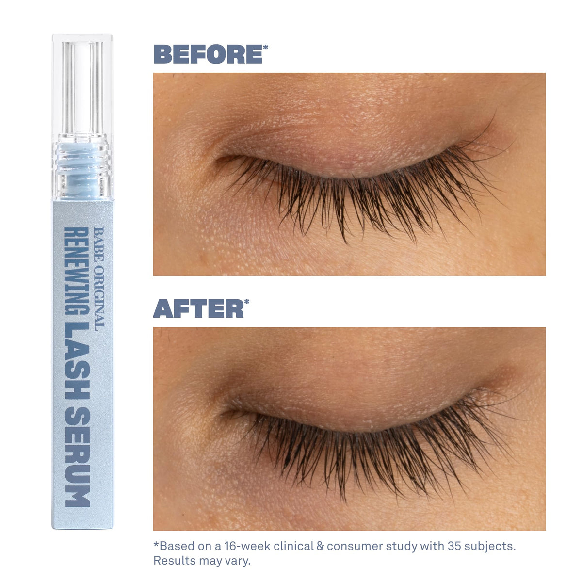 BABE ORIGINAL applicator closeup illustrating precise thin brush for accurate eyelash application