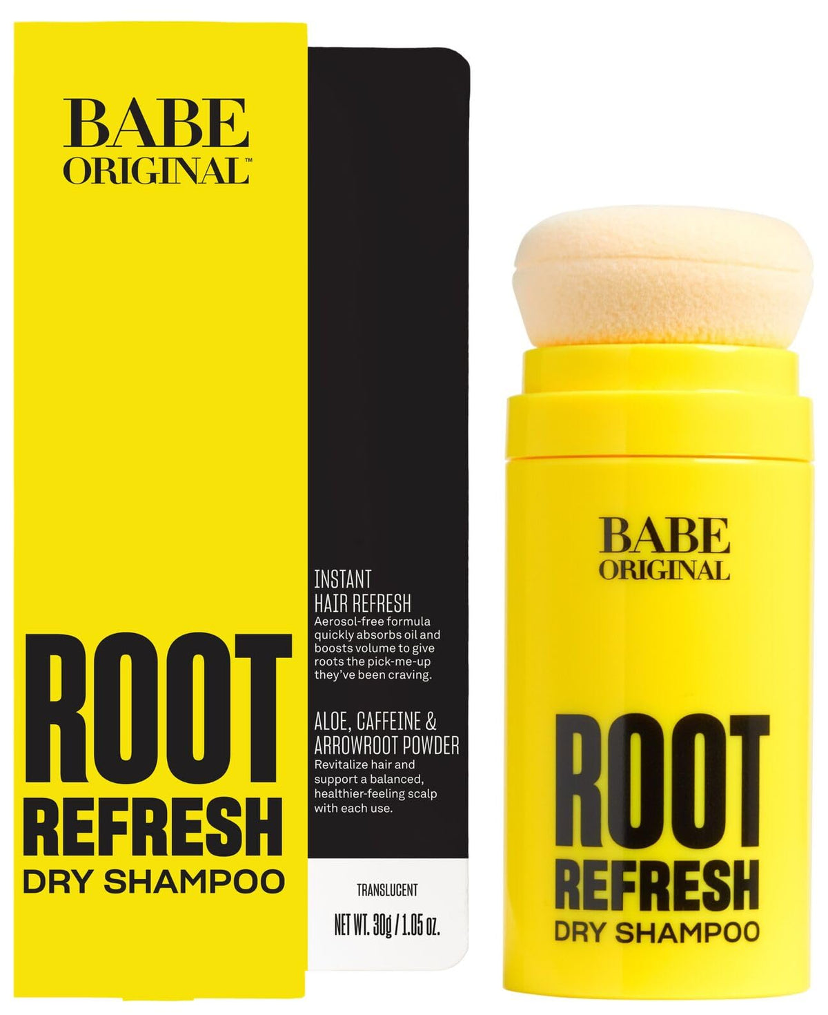 BABE ORIGINAL front packaging showing compact powder and branding for easy refresh