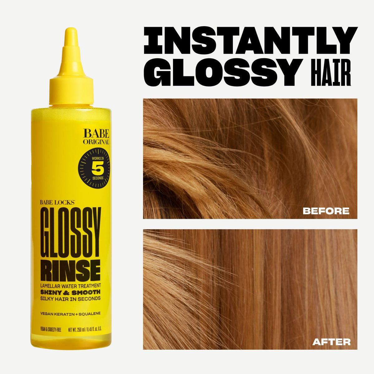 BABE ORIGINAL label detail highlighting vegan keratin and ingredient benefits for informed choice