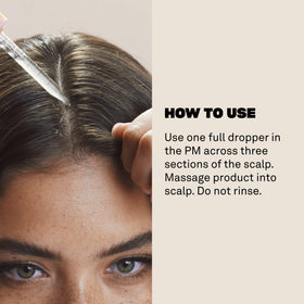 Babe Original applying serum to scalp using pointed applicator for coverage