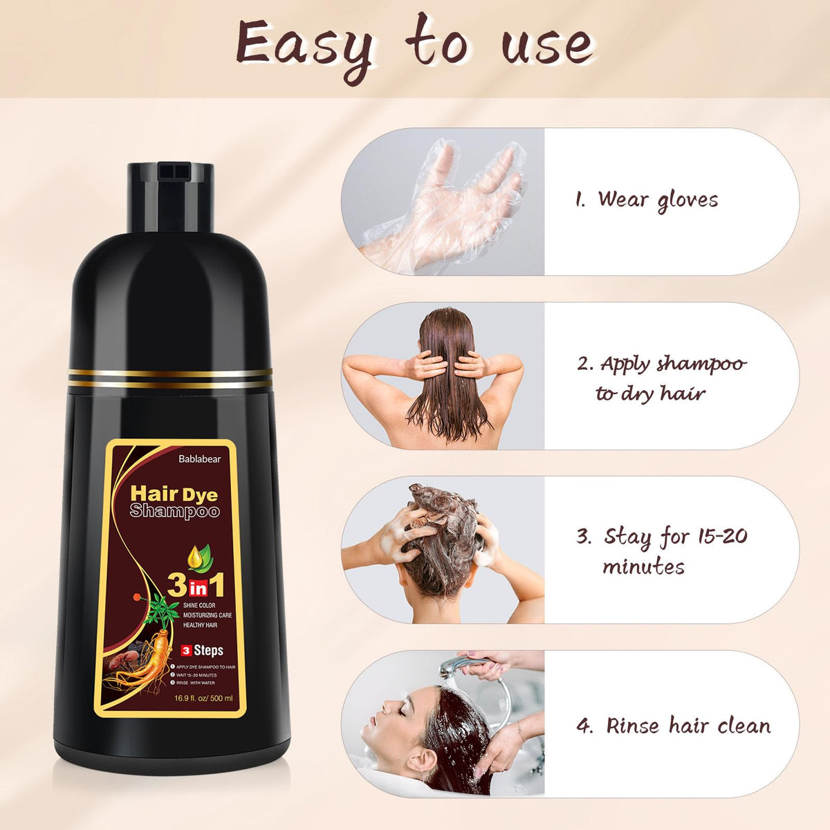 Bablabear application on hair in hand illustrating easy at-home use