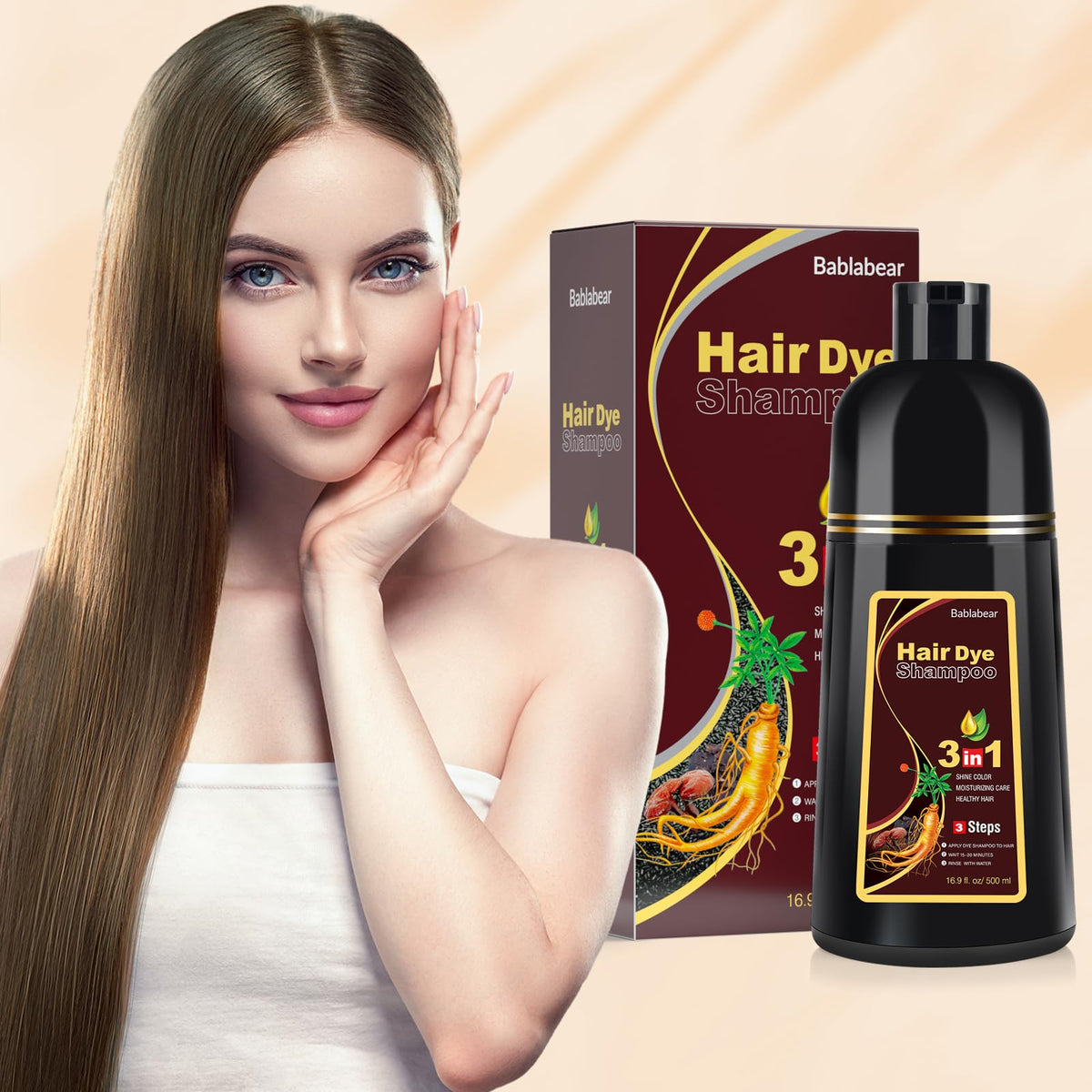 Bablabear application on dry hair demonstrating simple at-home use and timing