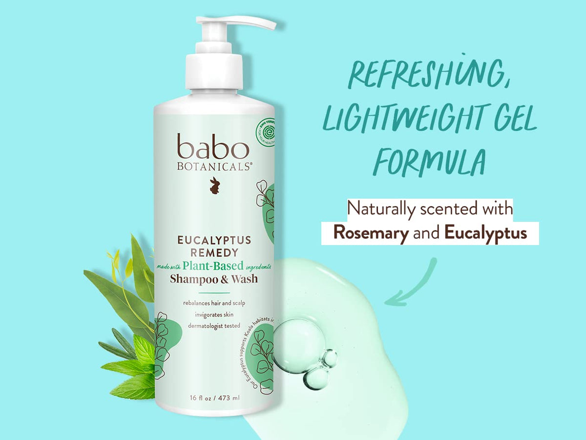 babo botanicals in-shower use demonstrating refreshing eucalyptus scent