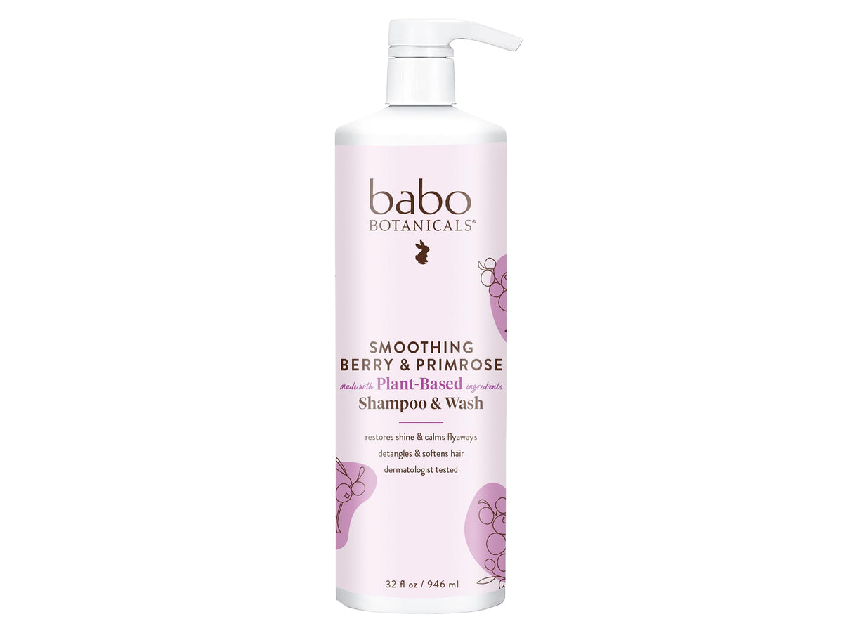 Babo Botanicals front bottle 32 oz showing label and family size benefit