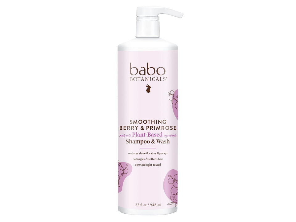 Babo Botanicals front bottle 32 oz showing label and family size benefit