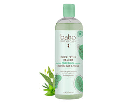 Babo Botanicals front bottle showing eucalyptus remedy benefits