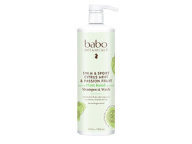 Babo Botanicals front bottle showing label and fresh citrus mint scent benefits
