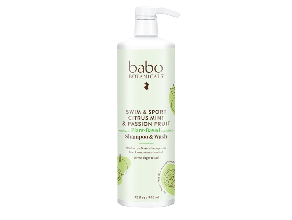 Babo Botanicals front bottle showing label and fresh citrus mint scent benefits
