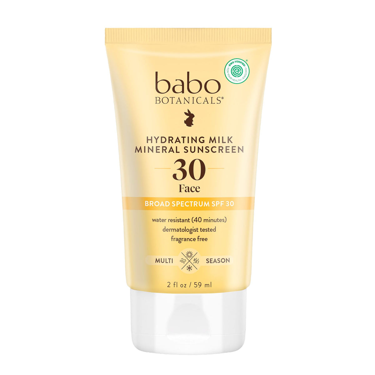 Babo Botanicals front packaging showing SPF 30 label and dewy finish benefit