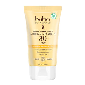 Babo Botanicals front packaging showing SPF 30 label and dewy finish benefit