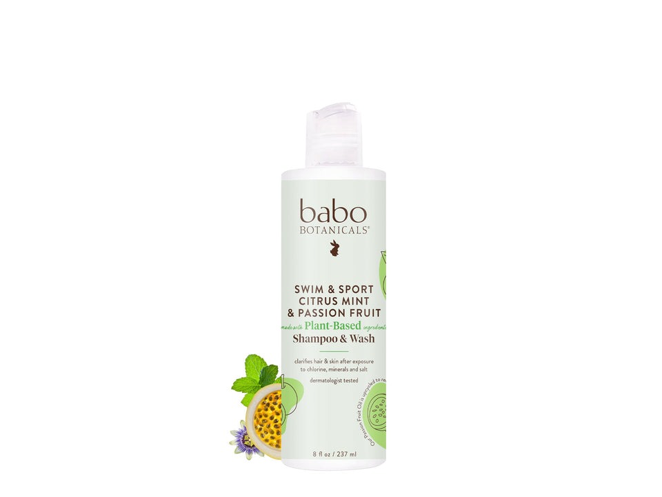 Babo Botanicals front packaging showing swim and sport benefits