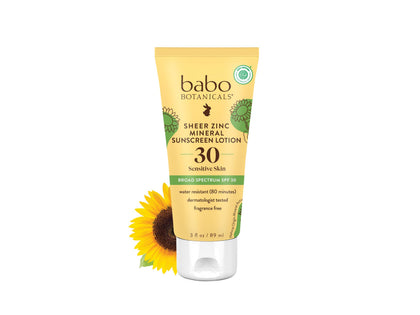 Babo Botanicals front packaging showing SPF30 and water resistant benefit