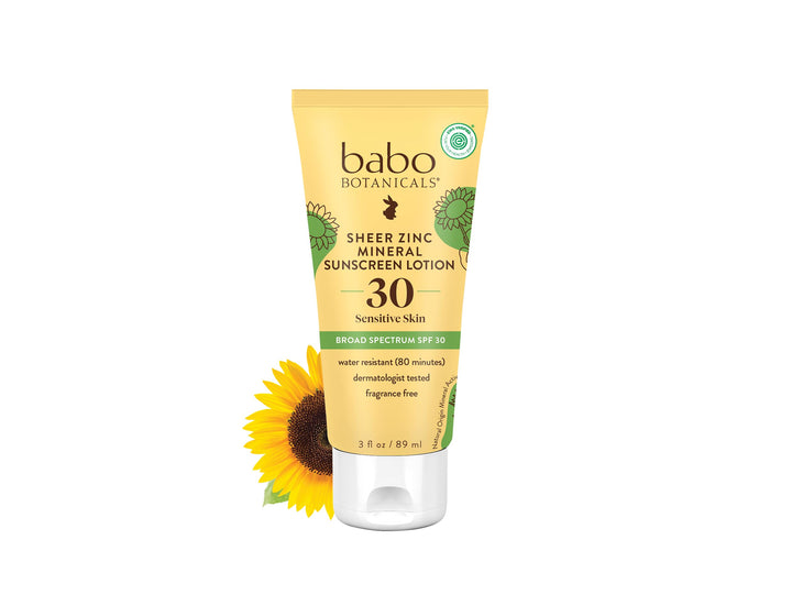 Babo Botanicals front packaging showing SPF30 and water resistant benefit