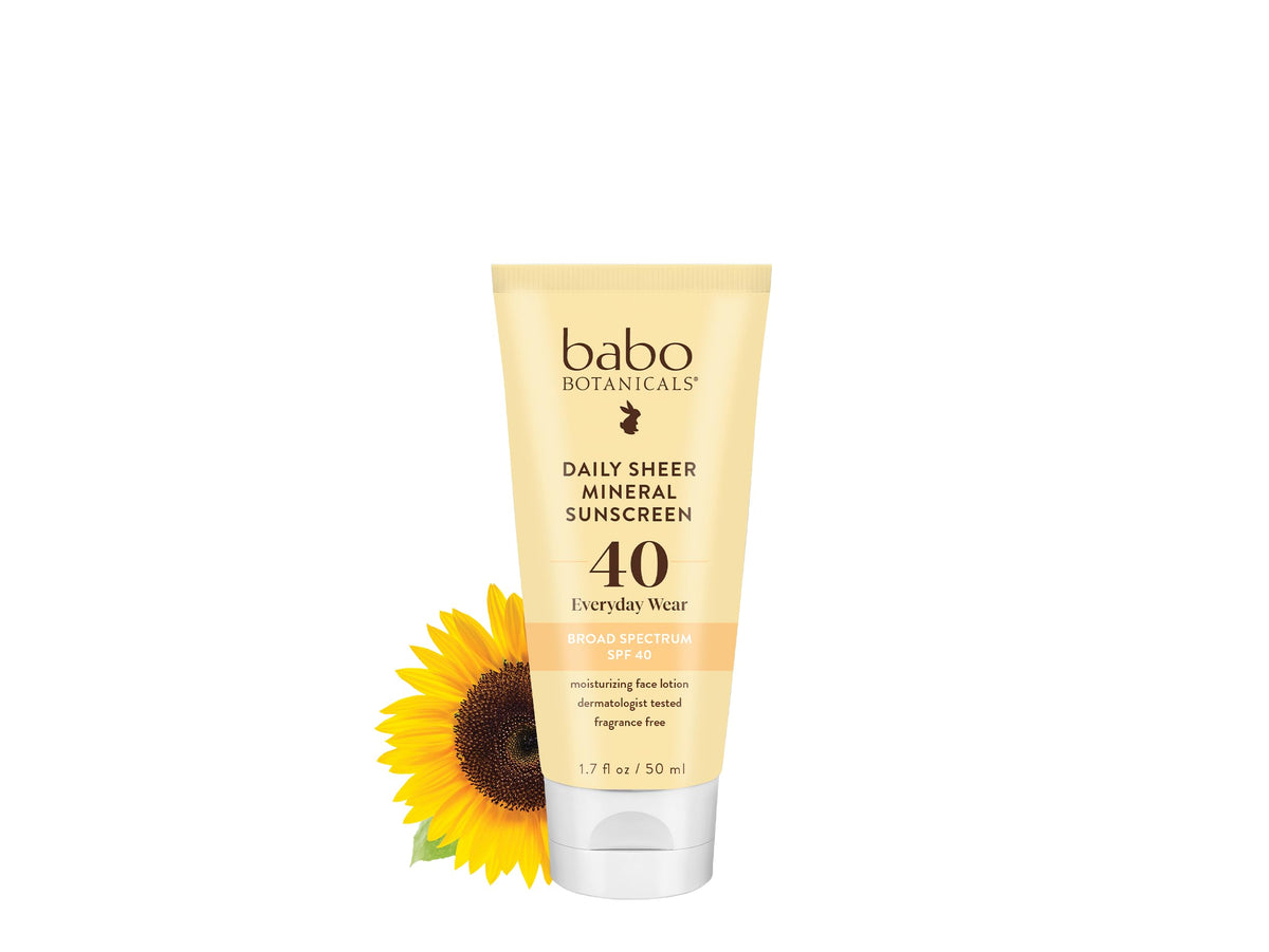 Babo Botanicals front packaging showing SPF 40 and fragrance-free benefit