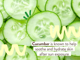 Babo Botanicals aloe and cucumber ingredients highlighting calming benefits