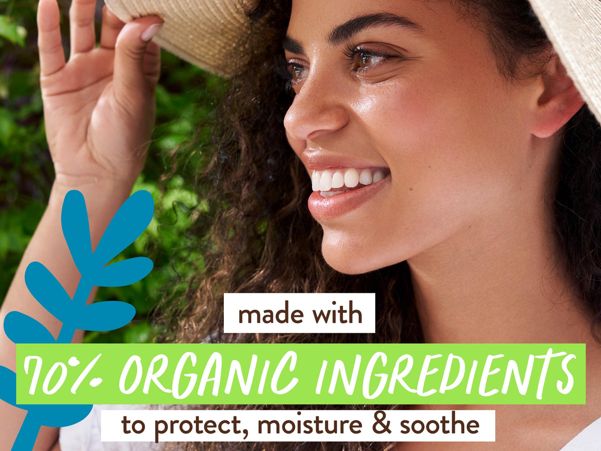 Babo Botanicals tube label close-up highlighting mineral zinc and titanium ingredients