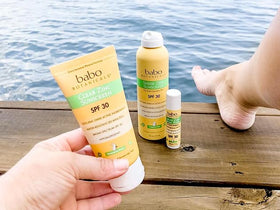 Babo Botanicals side-by-side skin tone comparison showing minimal white cast