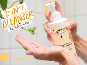 Babo Botanicals creamy lather texture demonstrating gentle moisturizing