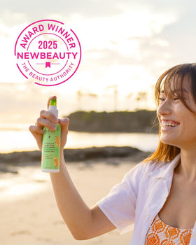 Babo Botanicals applying mist to face and body for instant cooling