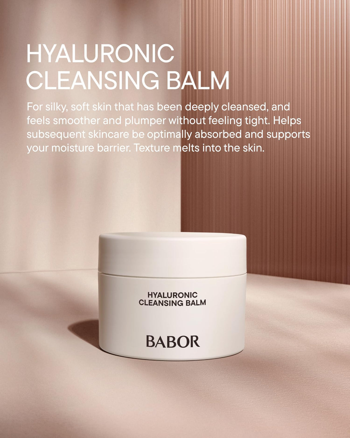 BABOR balm texture close-up scoop demonstrating creamy oil-to-balm hydration benefit