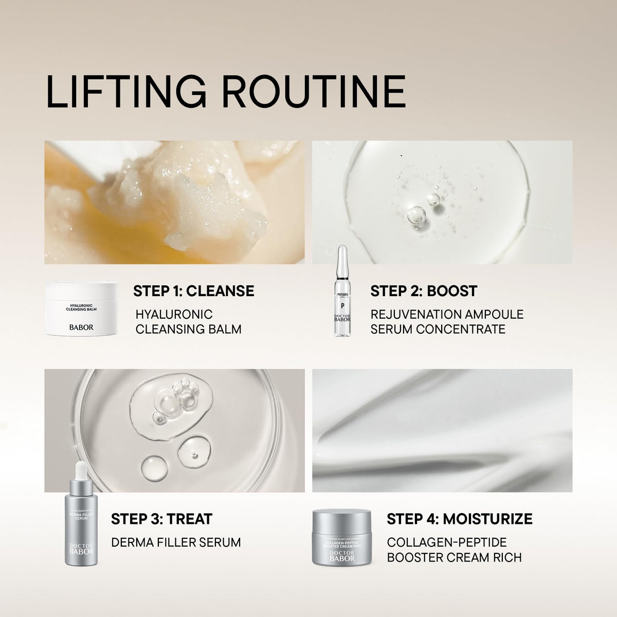 BABOR packaging label detail showing ingredients and premium clinical aesthetic benefits