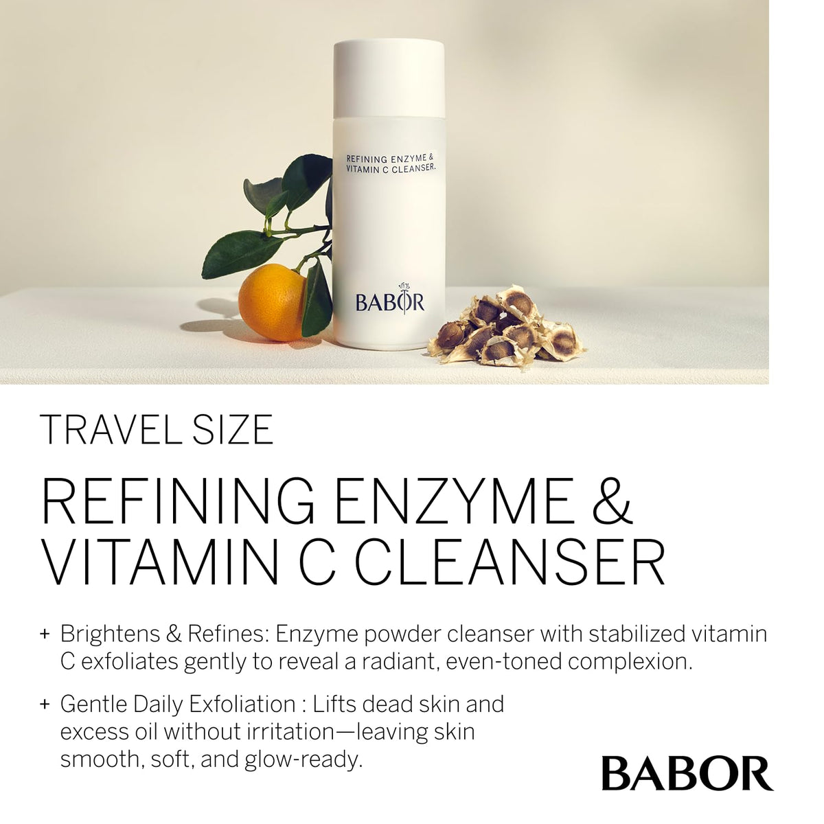 BABOR powder texture close-up demonstrating fine granules and easy activation with water