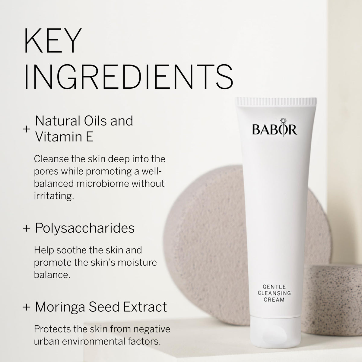 BABOR cleansing cream texture close-up showing creamy lotion, soothing hydration benefit