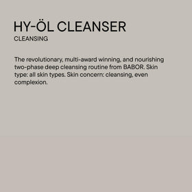 BABOR HY-OL Cleanser close-up oil drop showing botanical oils and nourishing feel