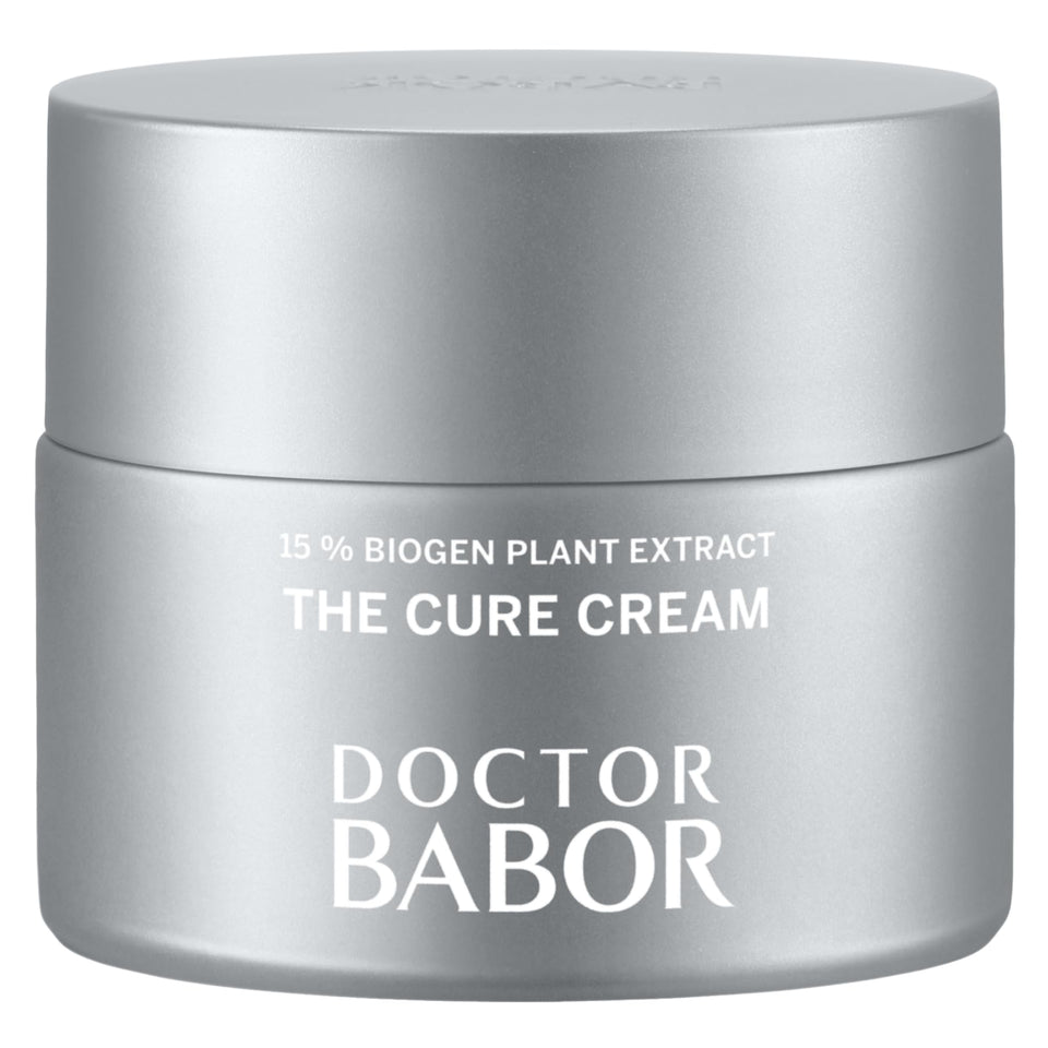 BABOR jar front view showing The Cure Cream for visible barrier repair