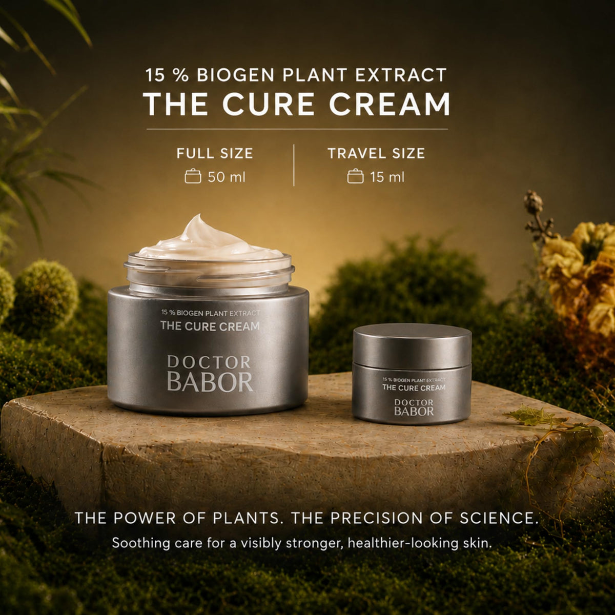 BABOR botanical ingredients flatlay showing the natural sources and synergy