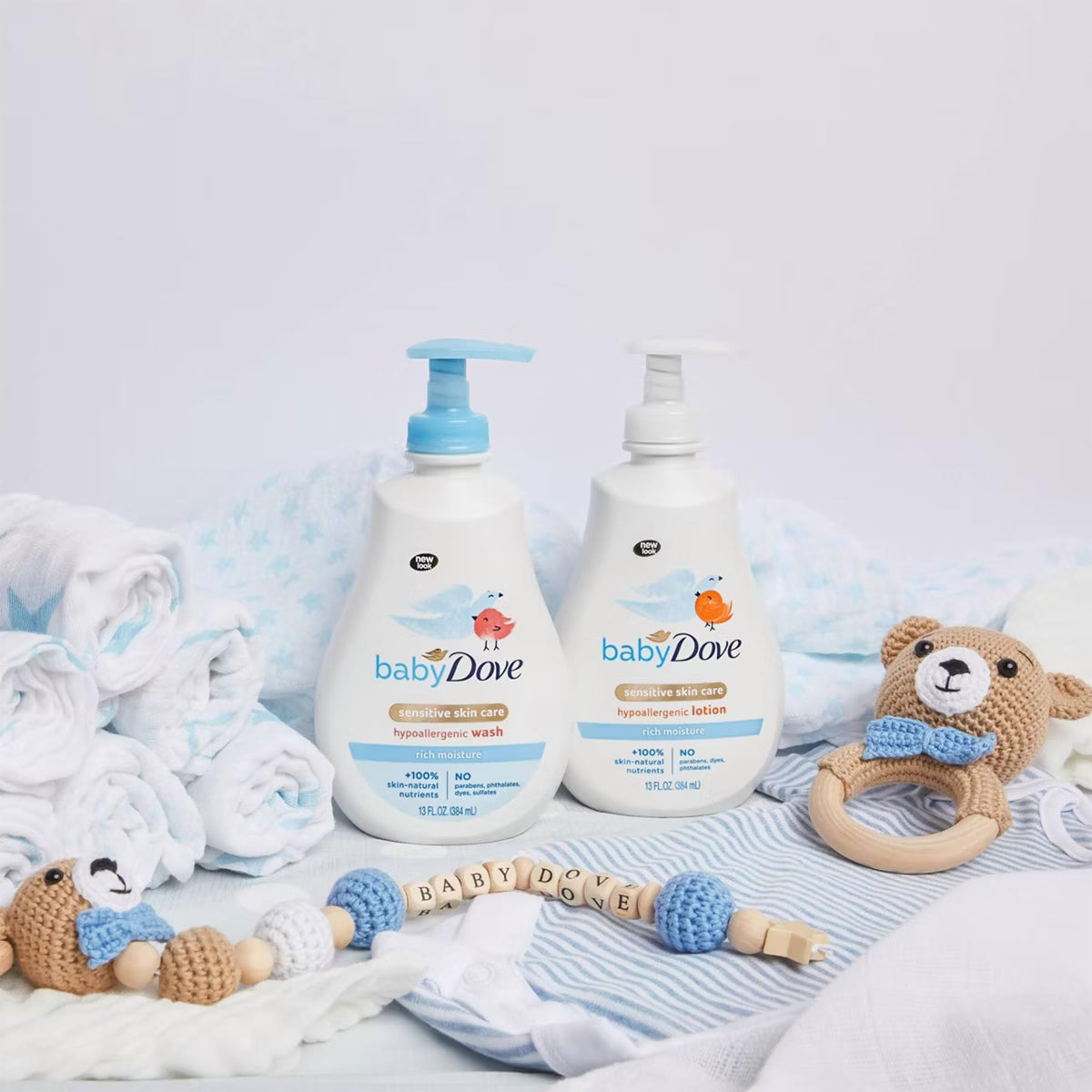 Baby Dove creamy lather texture demonstrating moisturizing cleanse