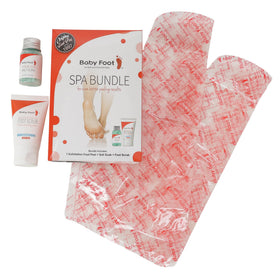 Baby Foot booties worn in bathroom, brand enables a relaxing home spa treatment