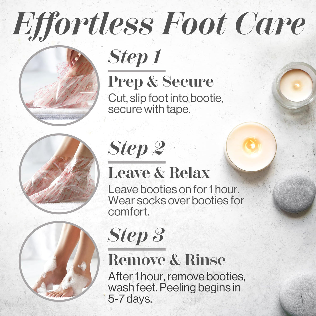 Baby Foot kit styled with lavender flowers suggesting relaxing home-spa benefit