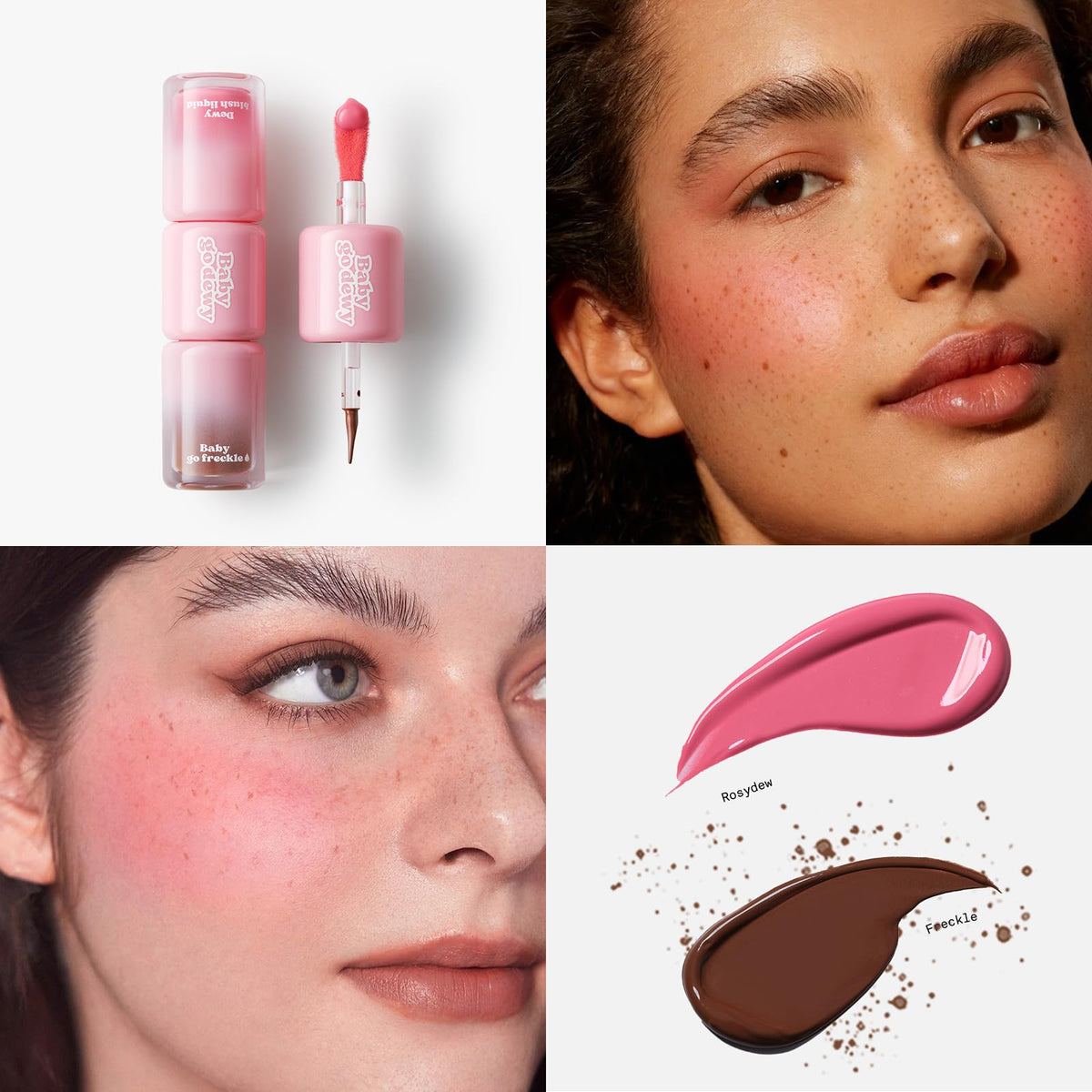 Baby Go Dewy freckle tip closeup for precise faux-freckle placement benefit