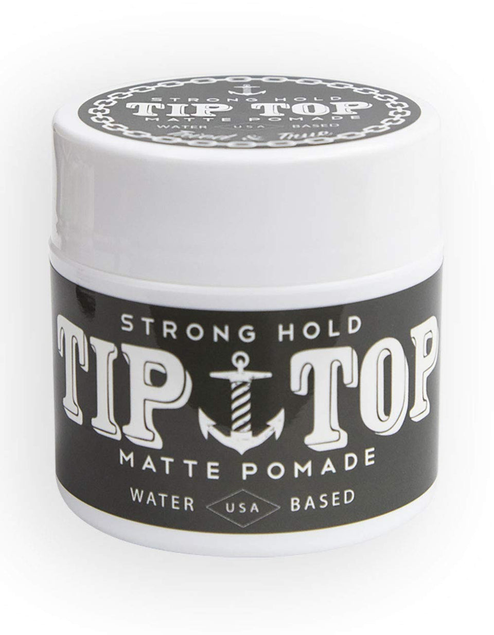 BabyFaceDiary TIP TOP pomade jar front view showing label and matte finish benefit
