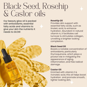 Bad Dog trio of ingredient bottles black seed rosehip castor showcasing purity