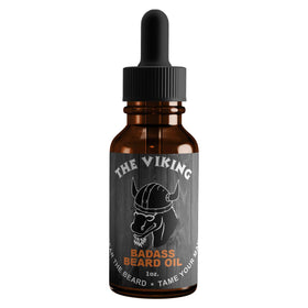Badass Beard Care front bottle view showing branding and scent for confident grooming