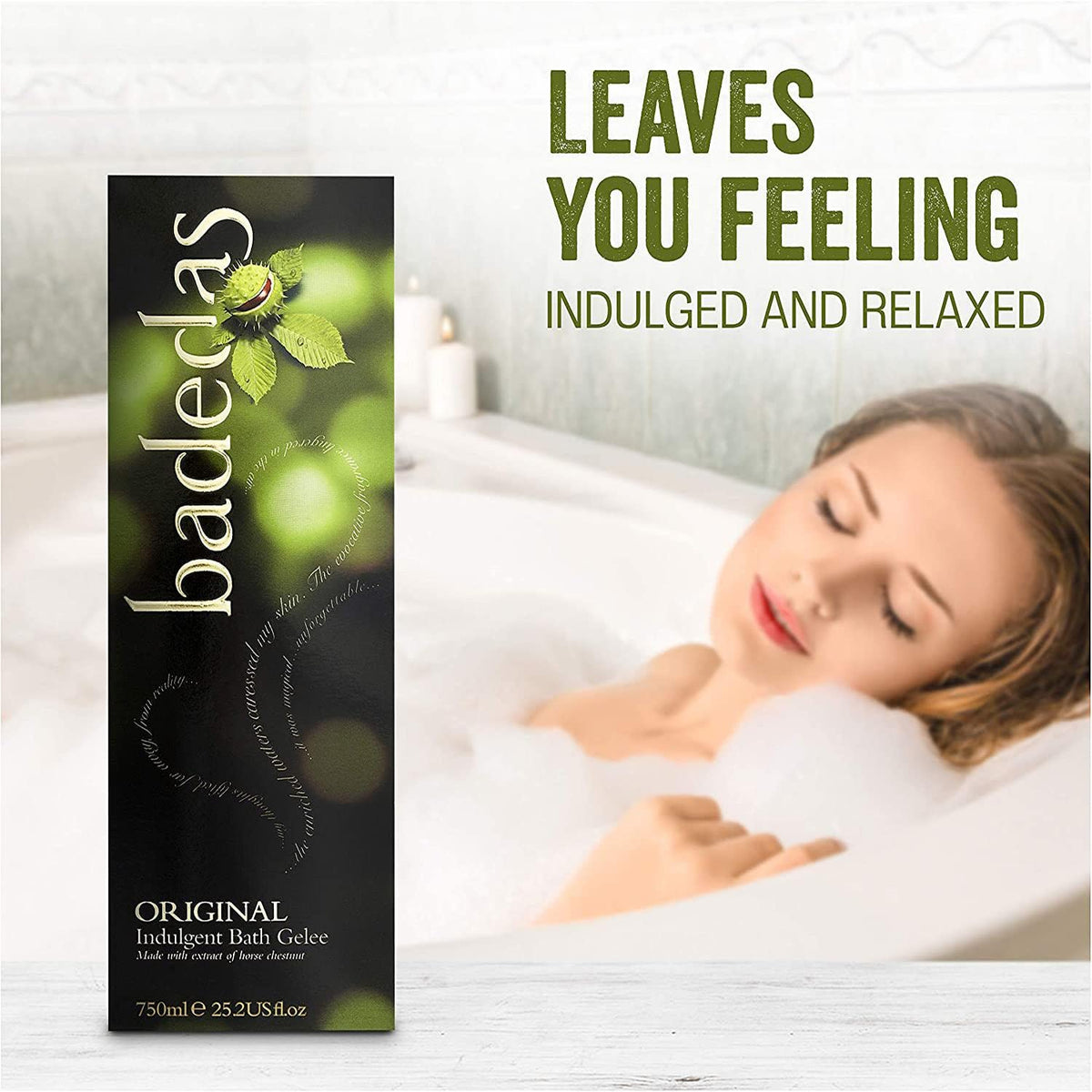 Badedas used in shower scene illustrating suds and fresh scent benefit