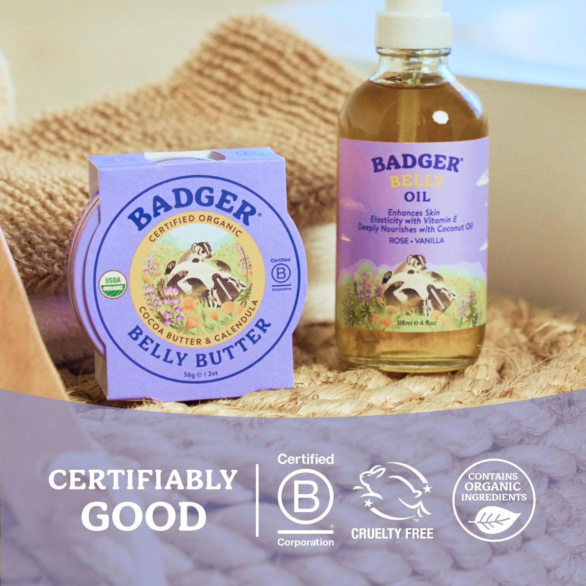 Badger tin on bedside table in cozy bedroom supporting nightly moisturize routine