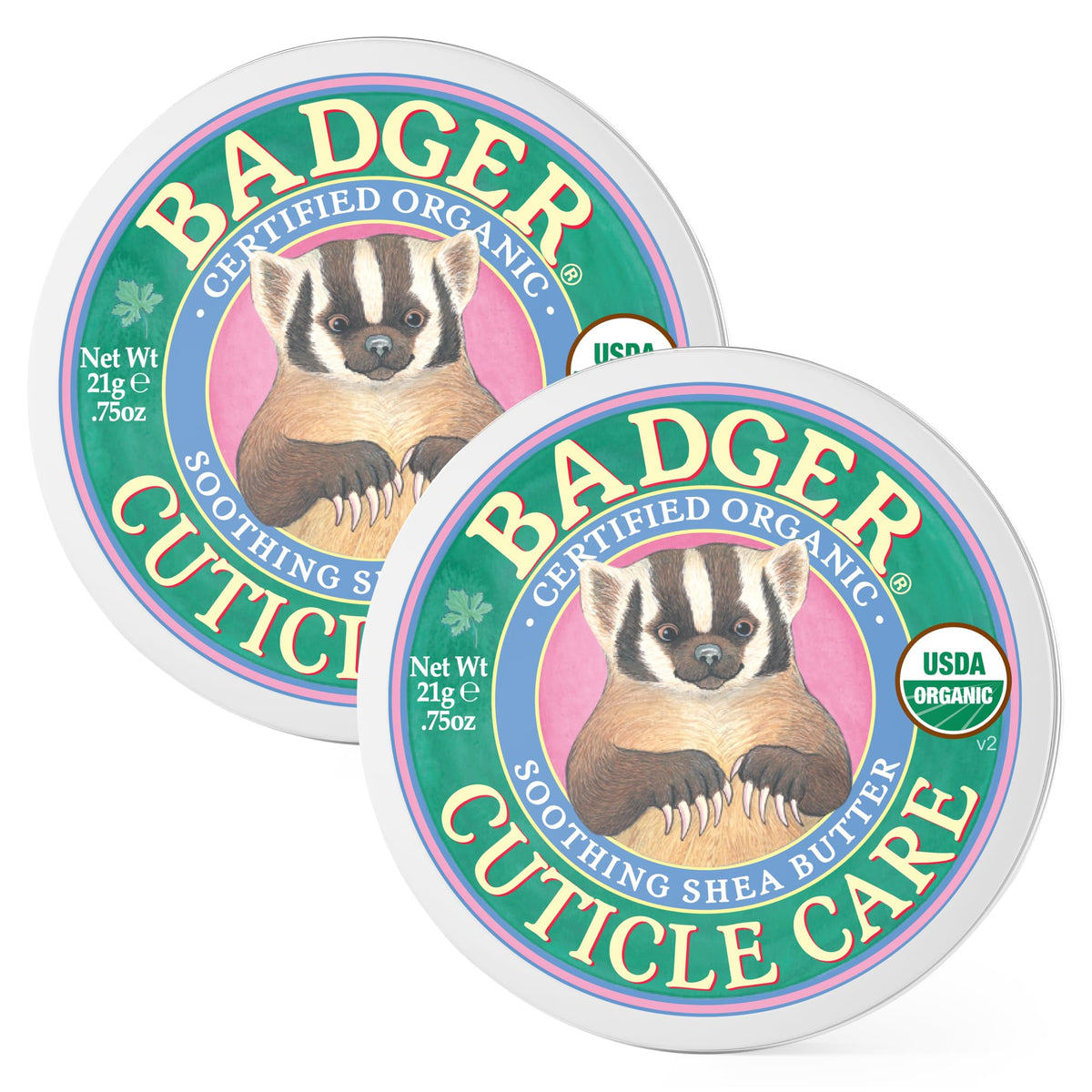 Badger front tin view showing compact organic cuticle treatment