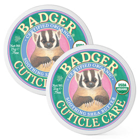 Badger front tin view showing compact organic cuticle treatment