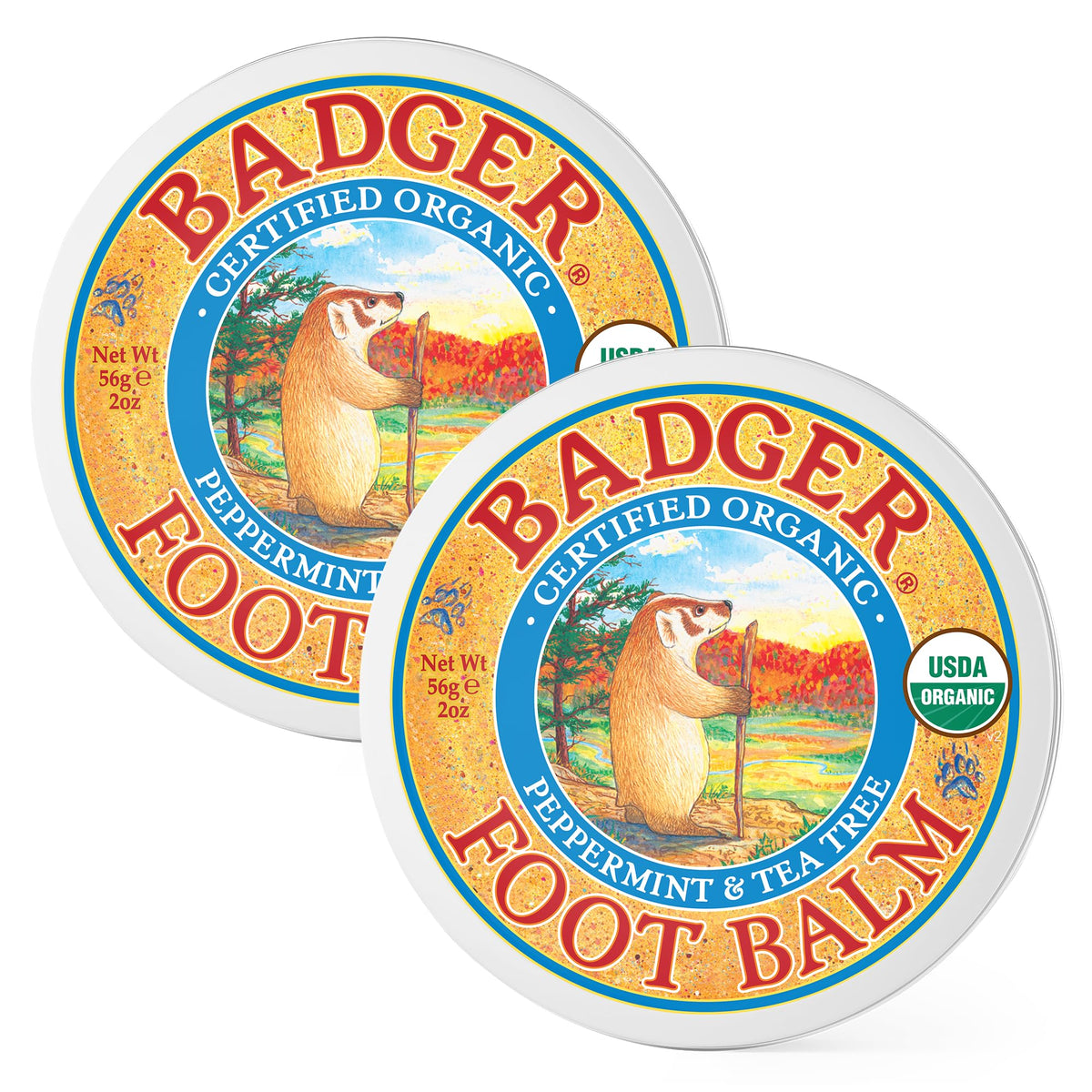 Badger front tin view showing compact organic balm and travel-ready benefit