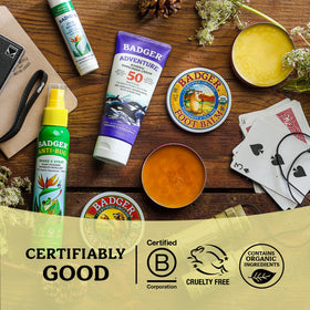 Badger lifestyle image of relaxed feet with balm showing soothing evening routine