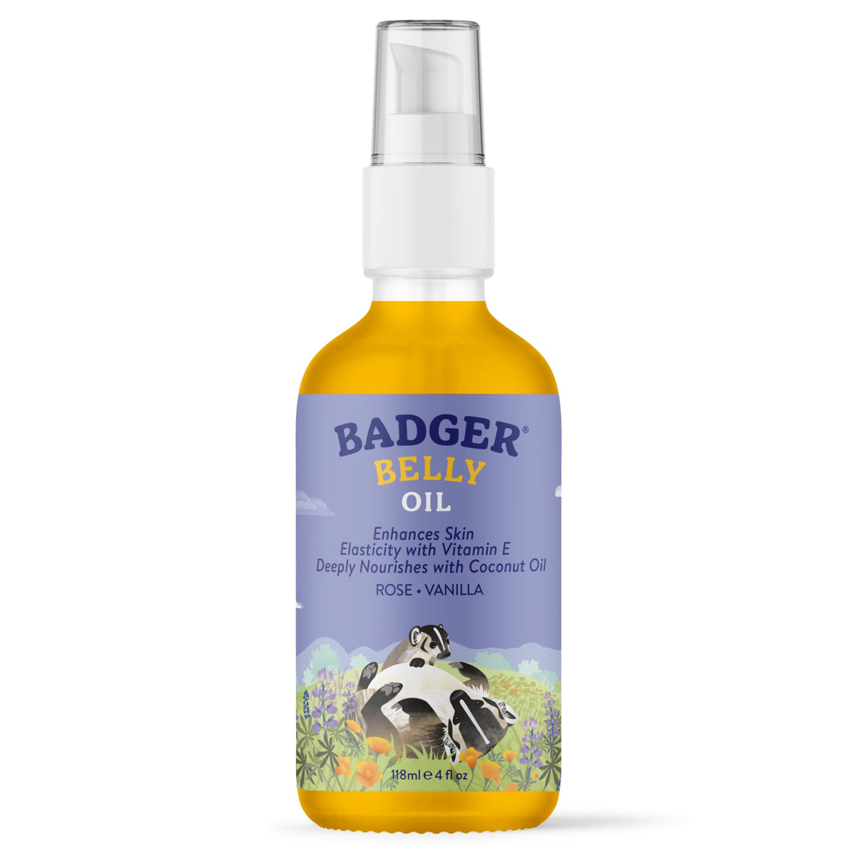 Badger front packaging showing 4 oz bottle and clean branding promoting organic hydration