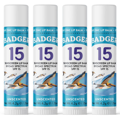 Badger front packaging showing SPF 15 and unscented benefits