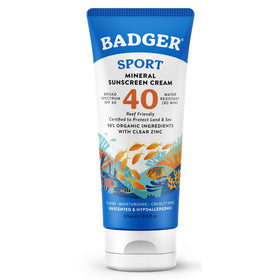 Badger front tube view showing SPF 40 and reef-safe benefit