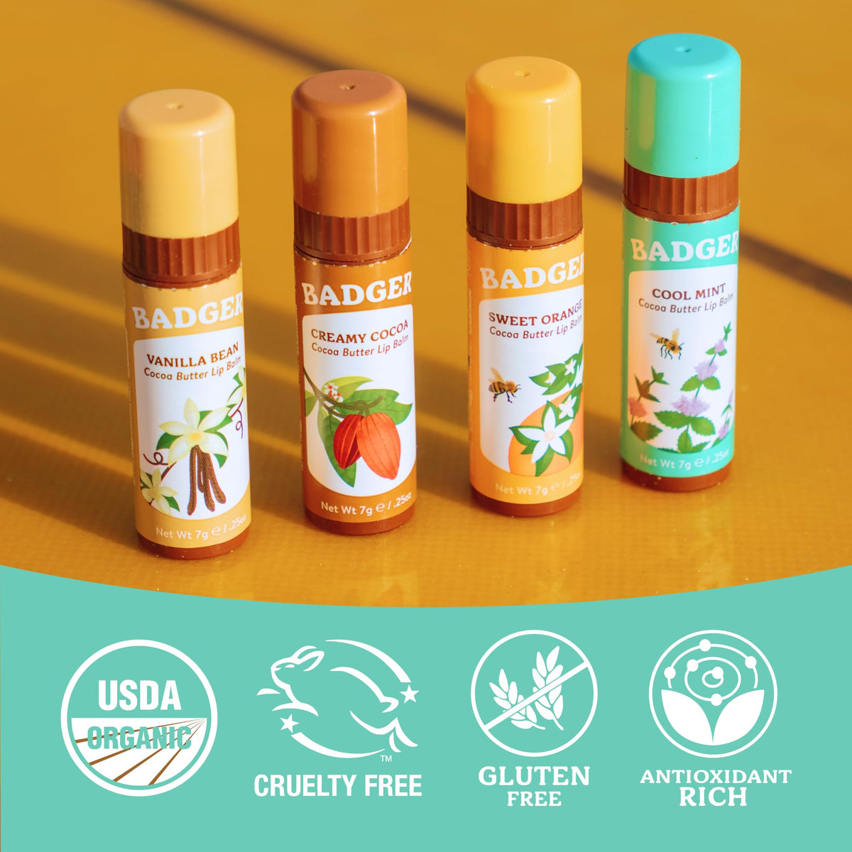 Badger label showing organic ingredients and certifications for safe choice