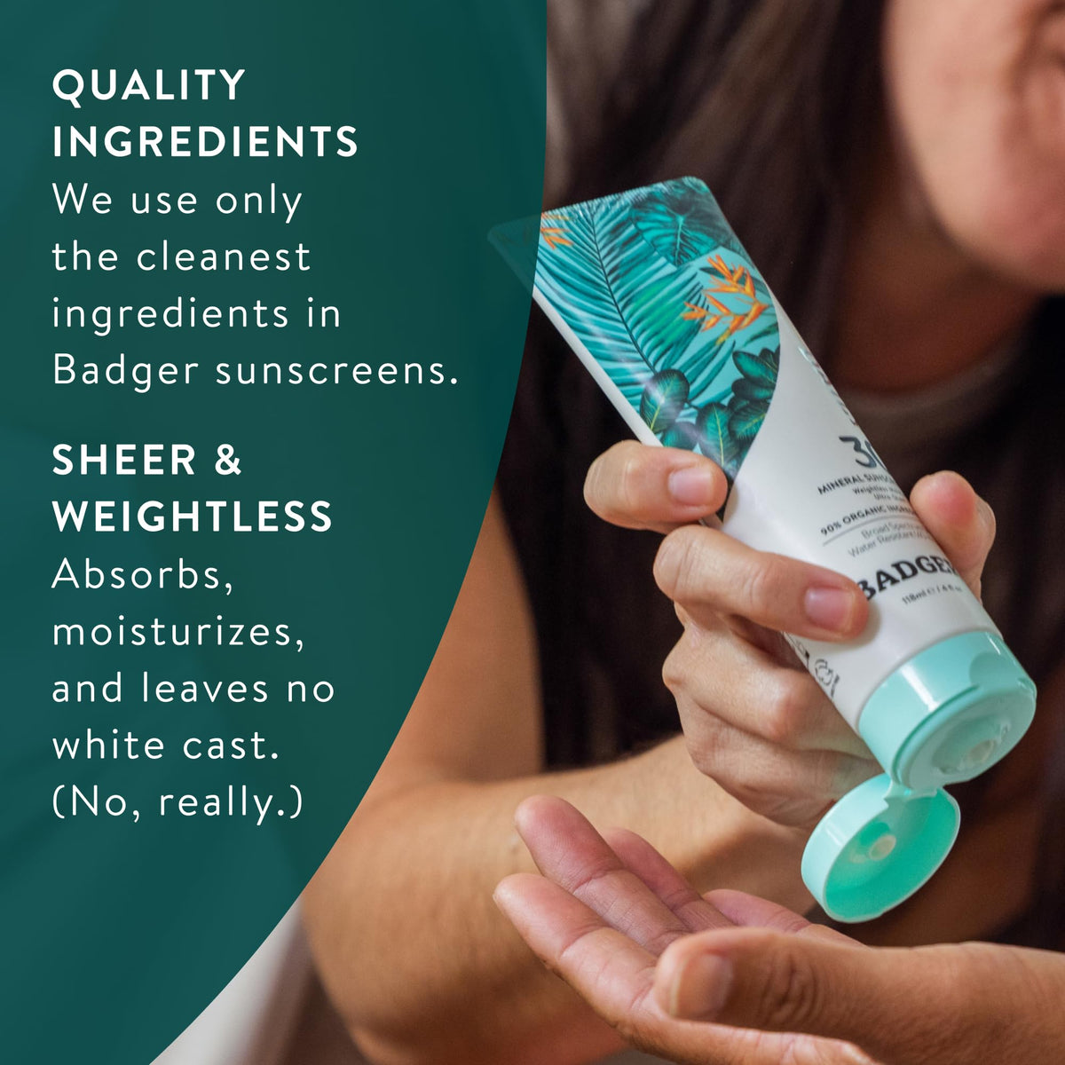 Badger sunscreen being applied at the beach showing reef-safe use benefit