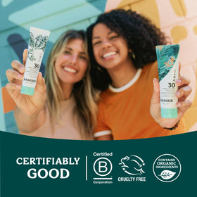 Badger tube on recycled cardboard to show eco-friendly packaging commitment