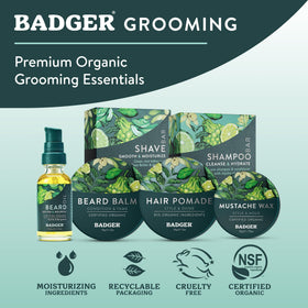 Badger pomade in-hand application on fingers, shows easy pick-up and warmability